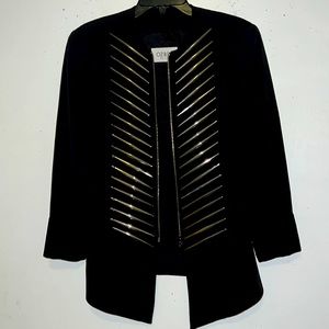 Vintage Rifat Ozbek 1992  black collarless jacket